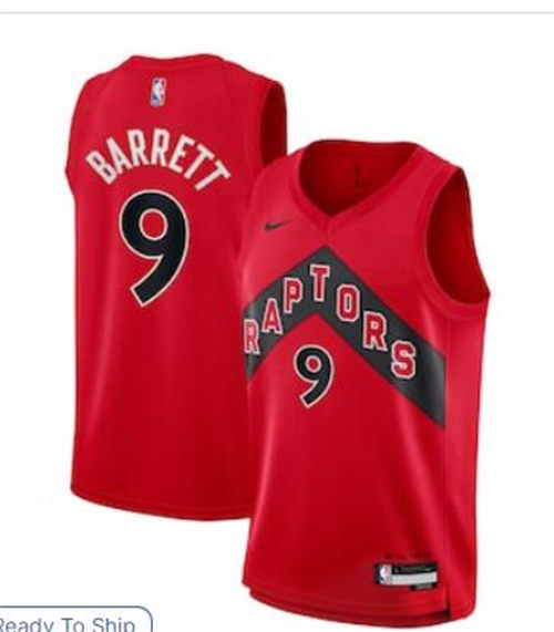 Mens Toronto Raptors #9 RJ Barrett Red Icon Edition Jersey